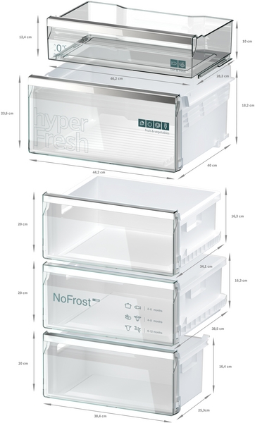 Siemens KG39NSBBF frigorífico combinado de libre instalación, puerta de cristal, negro, 203 x 60 cm, iQ700, clase B