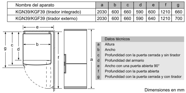 Siemens KG39NVIDA, frigorífico combinado de libre instalación, inox , not frost, 203 x 60 cm, iQ300, clase D