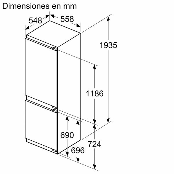 Siemens KI96NVFD0, frigorífico combinado integrable, inox, no frost, 194 x 56 cm, iQ300, clase D