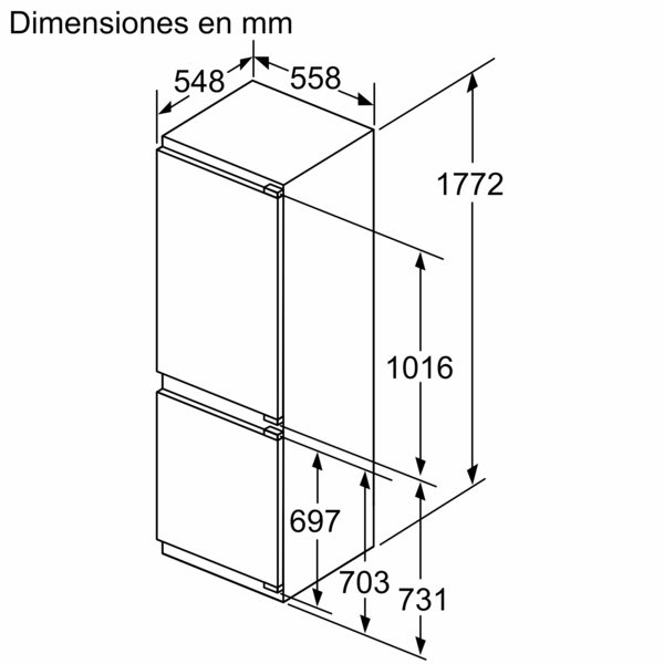 Siemens KI86NADD0, frigorífico combinado integrable,  inox, no frost, 177 x 56 cm, iQ500, clase D