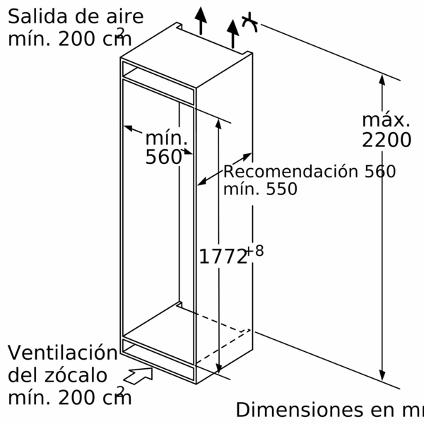 Siemens KI86NADD0, frigorífico combinado integrable,  inox, no frost, 177 x 56 cm, iQ500, clase D