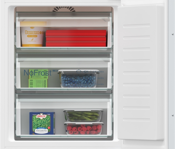 Siemens KI86NHFE0, frigorífico combinado integrable, 177.2 x 54.1 cm, puerta fija, blanco, iQ300, clase E