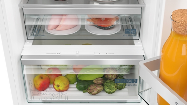 Siemens KI86NHFE0, frigorífico combinado integrable, 177.2 x 54.1 cm, puerta fija, blanco, iQ300, clase E