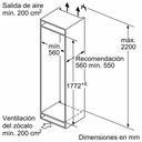 Siemens KI86NHFE0, frigorífico combinado integrable, 177.2 x 54.1 cm, puerta fija, blanco, iQ300, clase E