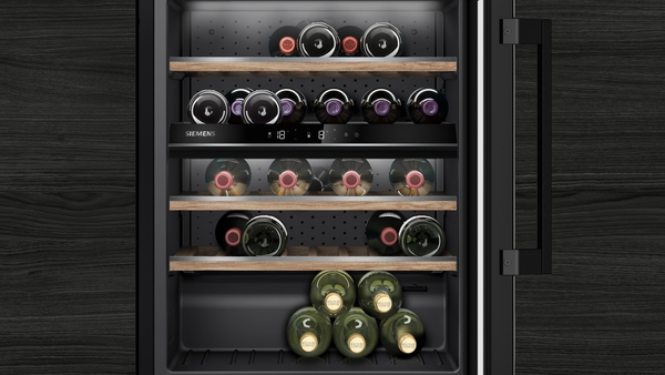 Siemens KU21WAHG0, vinoteca integrable, puerta de cristal, 32 x 60cm, iQ500, clase G