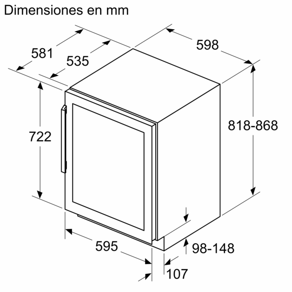 Siemens KU21WAHG0, vinoteca integrable, puerta de cristal, 32 x 60cm, iQ500, clase G