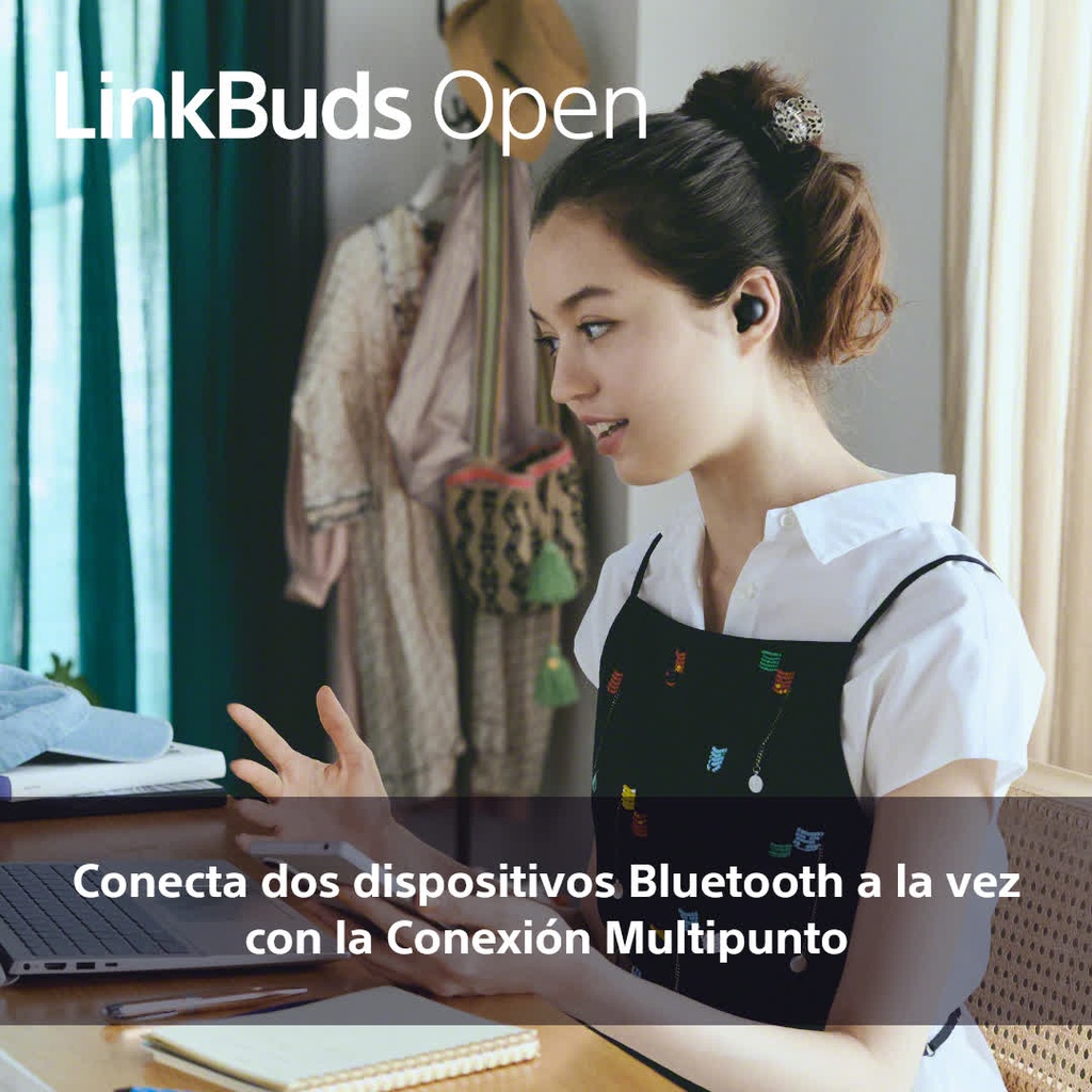 Auriculares Inalámbricos Linkbuds Open WFL910, Inteligentes y ligeros, Manos libres, 360 Spatial Sound, Batería 8h