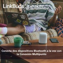 Altavoz inálambrico Linkbuds Speaker, SRSLS1,  Gran calidad, pequeño e inteligente, Bluetooth, Auto play, Resistente a salpicaduras, Base de carga, Batería hasta 25h