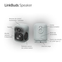 Altavoz inálambrico Linkbuds Speaker, SRSLS1,  Gran calidad, pequeño e inteligente, Bluetooth, Auto play, Resistente a salpicaduras, Base de carga, Batería hasta 25h