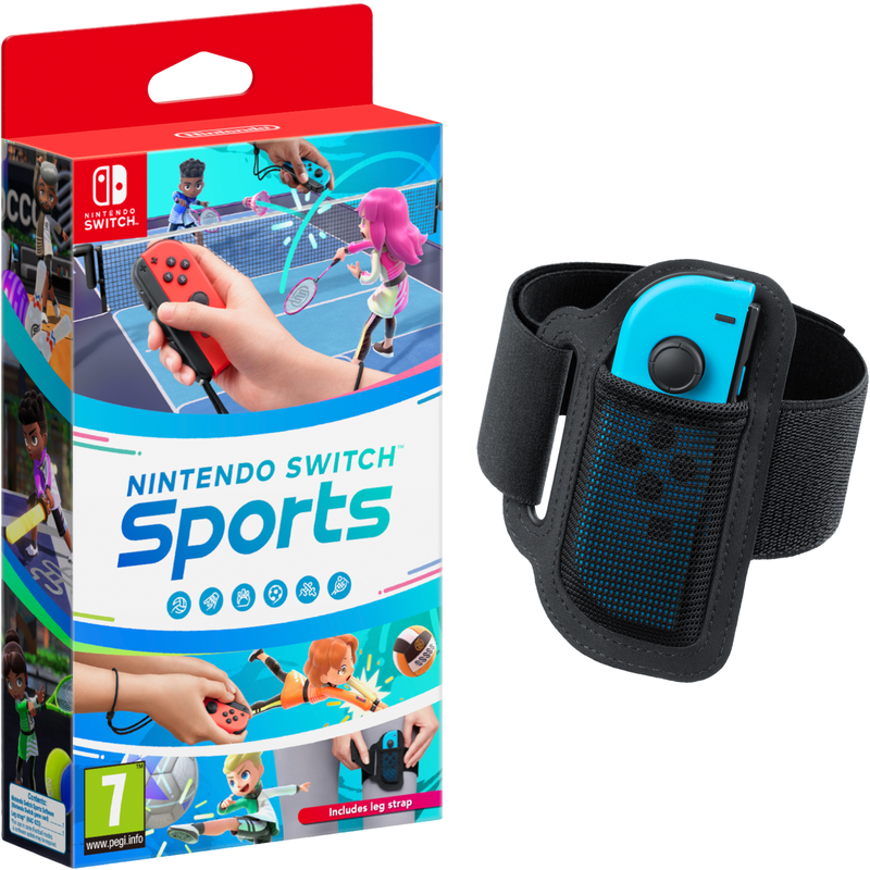 Videoconsola Nintendo Switch, 6.2", Joy-Con, Azul y Rojo Neón + Juego Nintendo Switch Sports (preinstalado) + Cinta de la pierna + 12 meses NSO