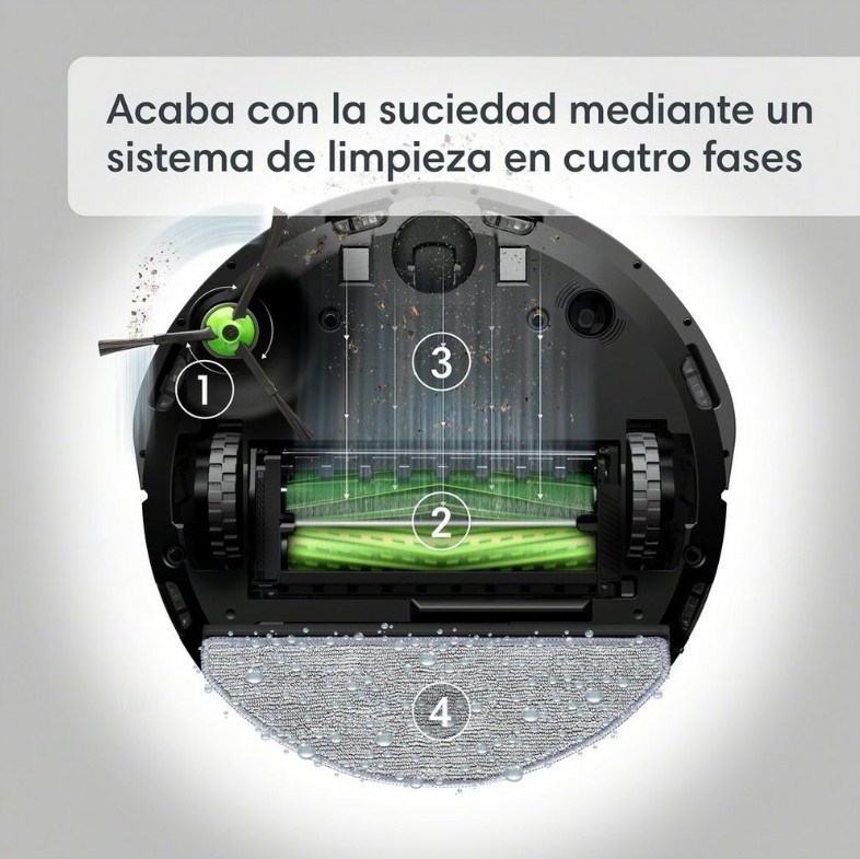 Roomba J517840, combo J5, aspira y friega suelos, iRobot, color grafito