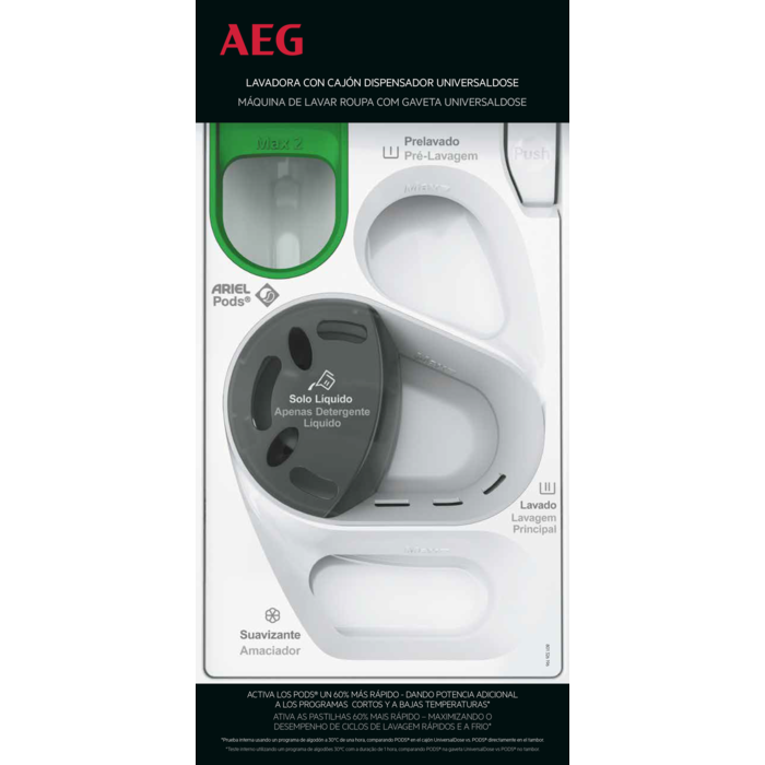 AEG LFR8314L6O, lavadora carga frontal, 10KG, 1400 rpm, OköMix, serie 8000, PowerCare, 10kg, clase A - 25%