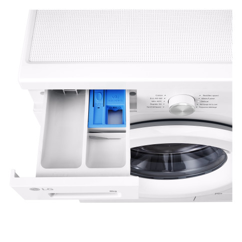 LG F4X1008NWH, lavadora eficiente, 8kg, 1400rpm, con vapor, serie 100, tapa desmontable, clase A