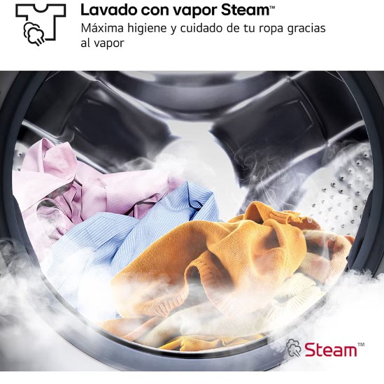 LG F4X1008NWH, lavadora eficiente, 8kg, 1400rpm, con vapor, serie 100, tapa desmontable, clase A