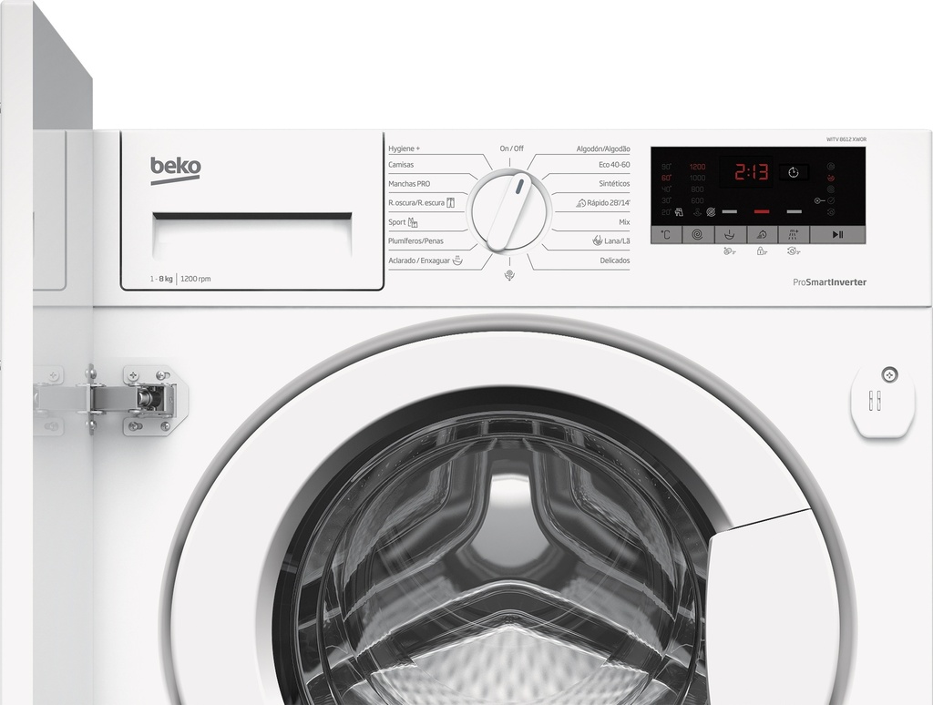 Beko WITV 8612 XW0R, lavadora integrable, 8 kg, 1200rpm, SteamTherapy™, AntiCrease®, blanco, clase C