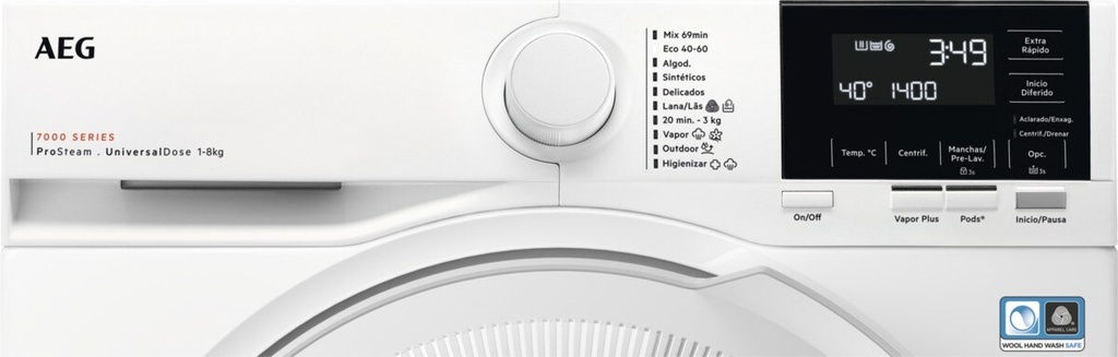AEG LFR7184N2V, lavadora de carga frontal, 8kg, 1400 rpm, libre instalación, función vapor, lavado rápido