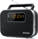 Muse M-081R, Radio portátil FM/AM PLL, 20 presintonías para emosioras (10 FM + 10 MW), Despertador por radio o buzzer, Funciones Snooze, Sleep y siesta, Reloj 24h con LED ámbar de gran tamaño con función Dimmer