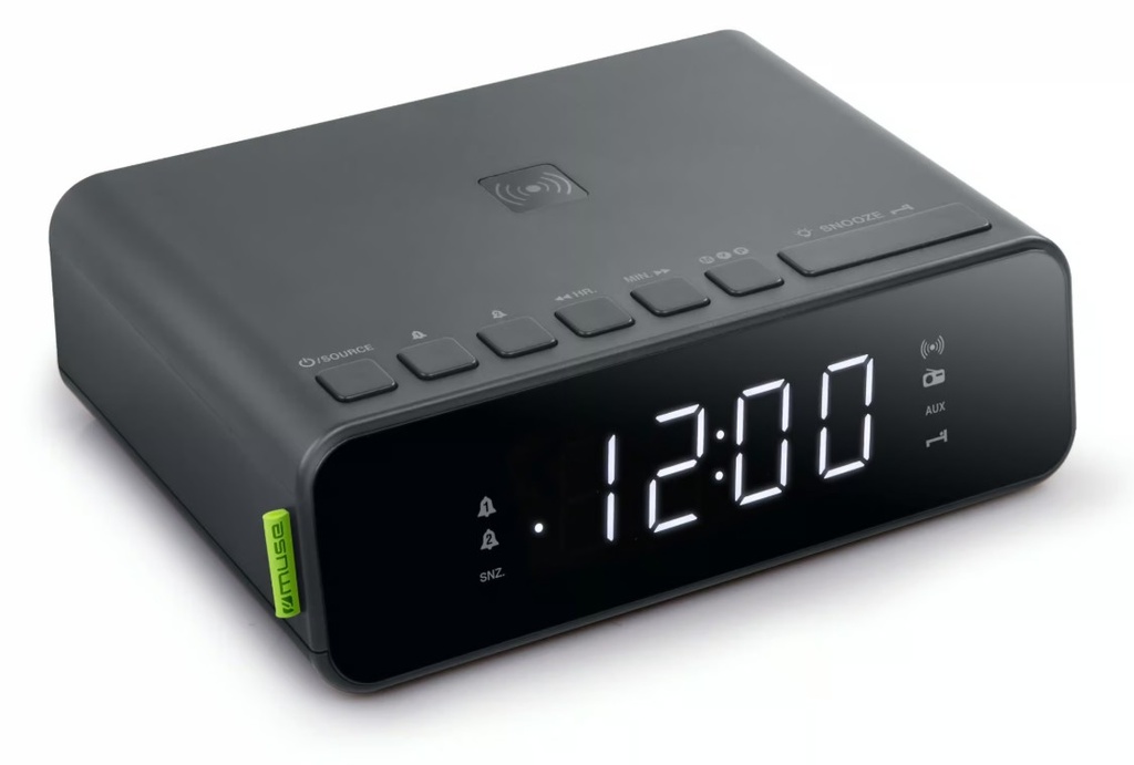 Muse M-175 WI, Radio despertador FM PLL, Alarma dual, Pantalla LED de 0,9'' con tres niveles de intensidad, 20 estaciones FM preestablecidas, Despertar por radio o timbre, Repetición y suspensión