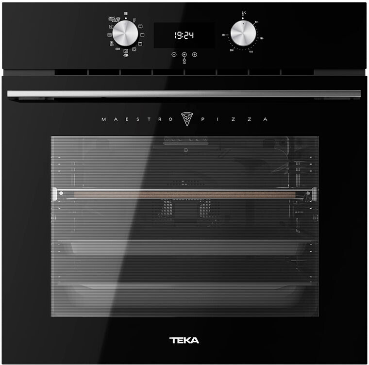 Teka HLB 8510 P BK, horno multifunción, pirolítico, Maestro Pizza, cristal negro, programa 340ºC