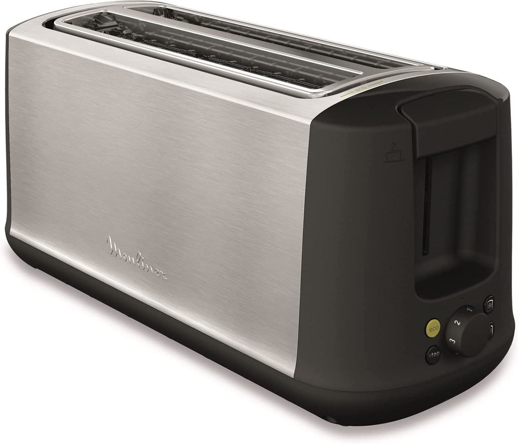 Moulinex LS342D10, tostadora, 2 ranuras largas, 7 niveles de tostado, descongela, recalienta, función ECO, negro
