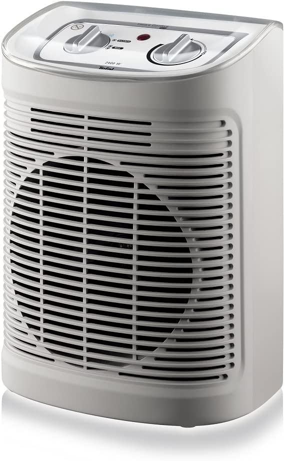 Rowenta So6510F2, calefactor, bajo consumo de hasta 2400W, apto para baños, función Silence 45 dBA, 2 velocidades, gris