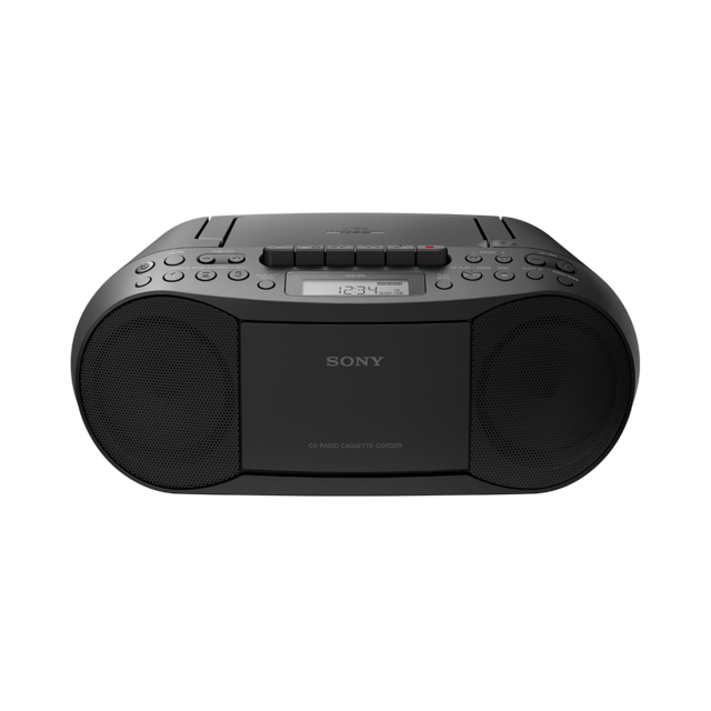 Sony CFDS70B, Radio CD Cassette Mega Bass, FM/AM, reacondicionado 3 años de garantia, negro
