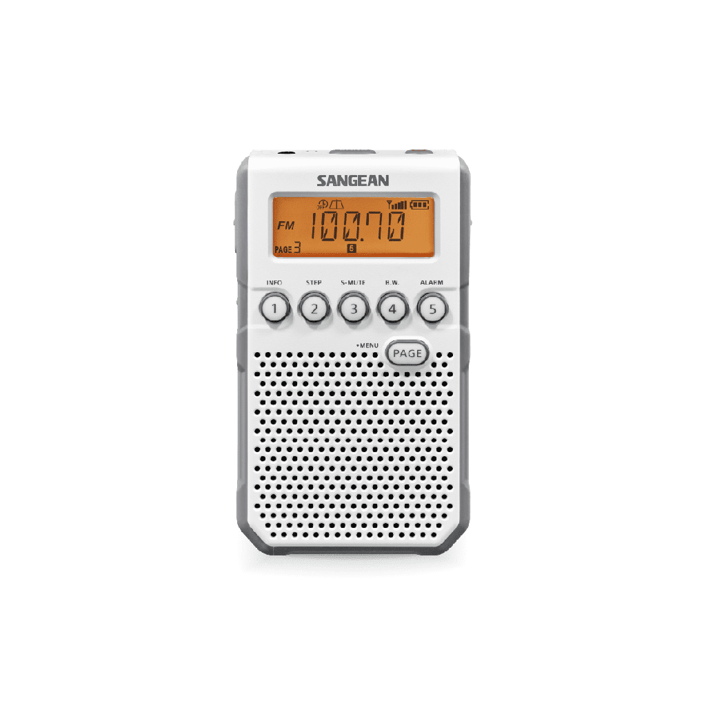 Radio portátil - Sangean DT-800, 1 W, AM/FM, 40 presintonías, Blanca
