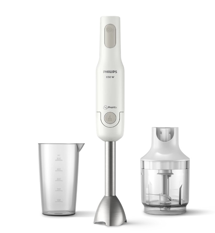 Philips HR2535, batidora de mano Pro Mix, 650w, protector antisalpicaduras, color blanco