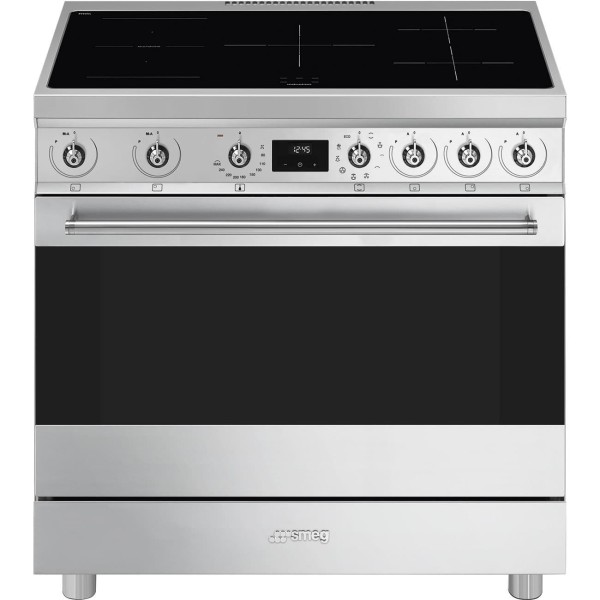 Smeg BG91IX2, cocina inducción, placa y horno, 90x60cm, 5 zonas, inox, clase A