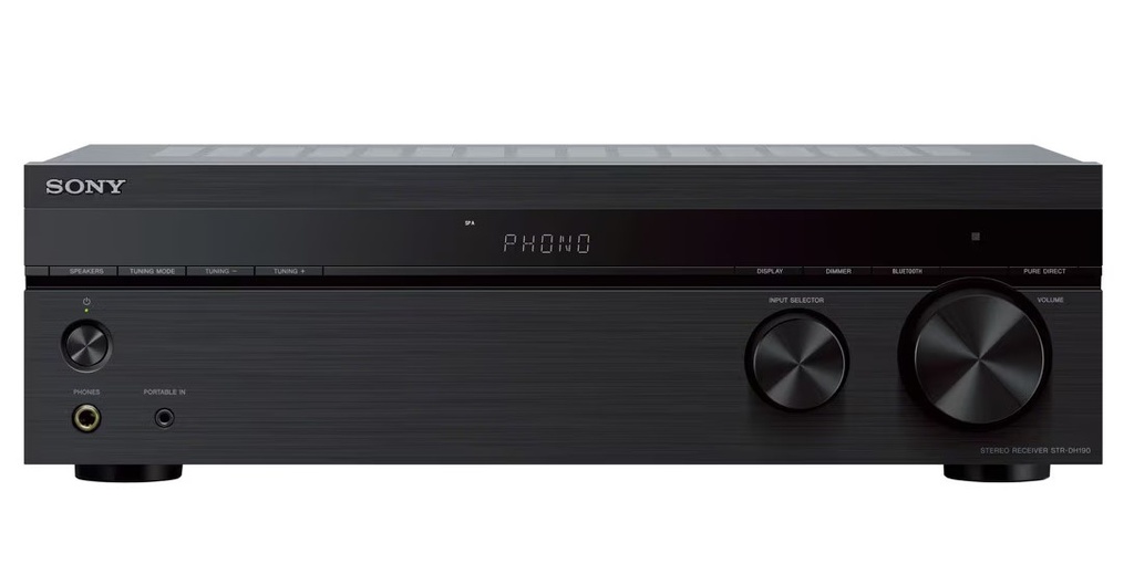 Sony STRDH190, receptor estéreo, Bluetooth, entrada phono, compatible con tocadiscos