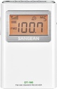 Sangean DT-160, Radio de bolsillo AM / FM, Estéreo, 15 memorias (5 AM y 10 FM), Conmutador estéreo/mono