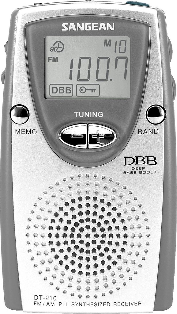 Sangean DT-210, radio portátil, sintonización digital AM / FM,