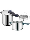 WMF Perfect Plus, set olla rápida 8,5 l + 4,5 l con interior incluido para cocinar al vapor, cestillo de vapor incluido