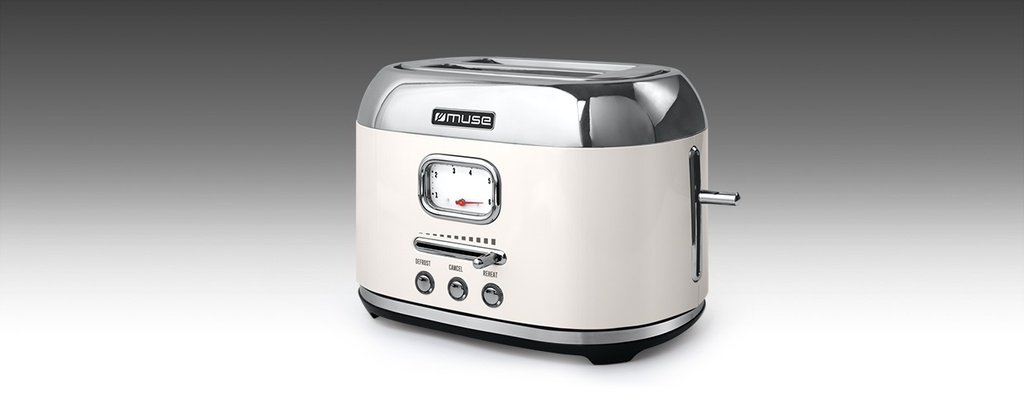 Muse MS-120 SC. Tostador de 2 rebanadas de pan Crema/Aluminio