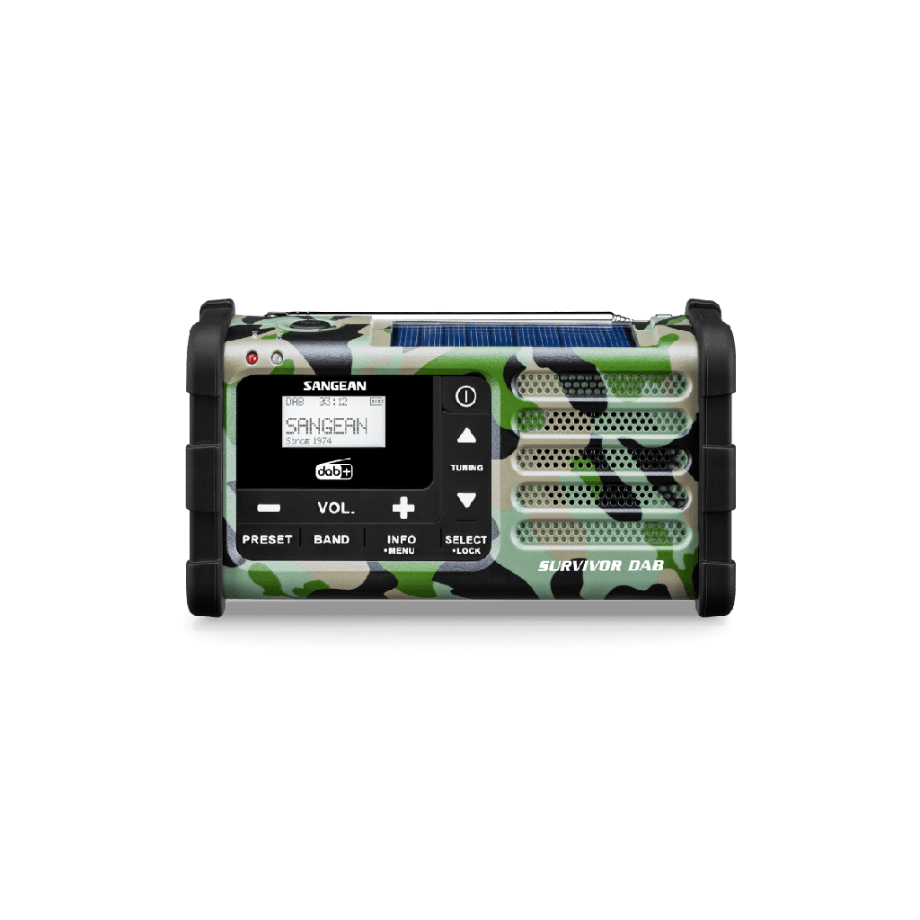 Sangean MMR-88 DAB-C, radio de emergencia con manivela y carga solar, DAB+ / FM, verde