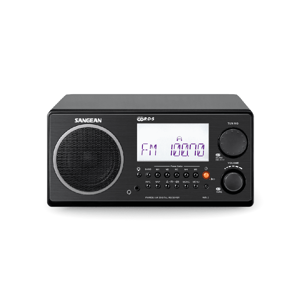 Sangean WR-2 - Radio portátil de 7 W (FM, AM, pantalla LCD, 3.5 mm), negro