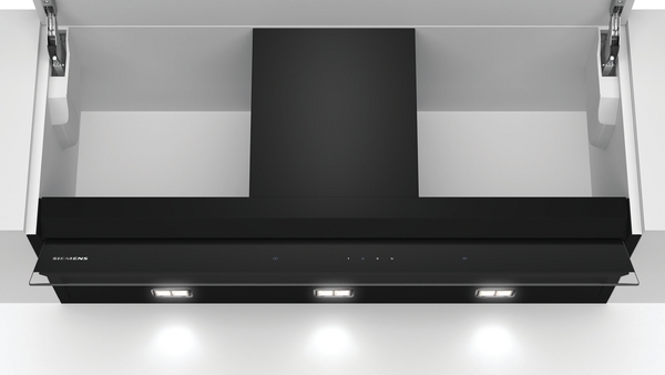 Siemens LJ97BAM60, campana decorativa integrada, 90 cm, cristal negro, iQ500