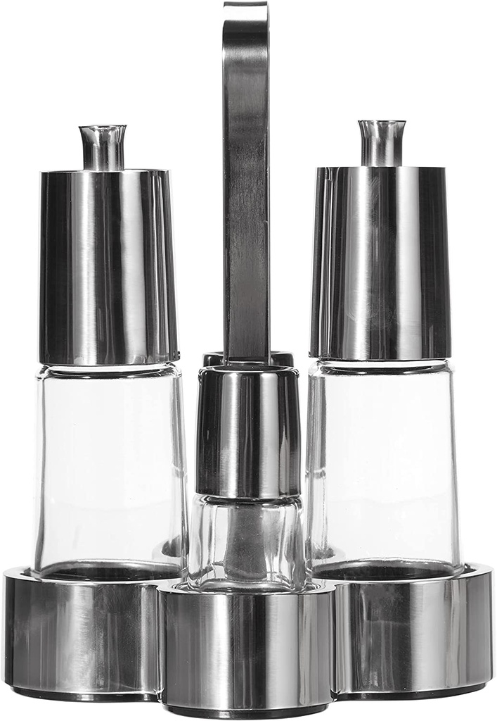 BRA A021204, aceitera y vinagrera bella, 200ml, incluye pimentero y salero, cuerpo de cristal