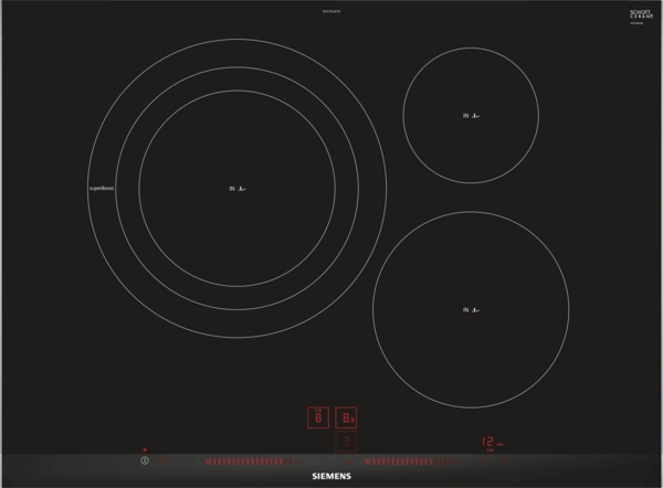 Siemens EH775LDC1E, placa de combinducción, 70cm, controlSlider, fryingSensor, iQ300