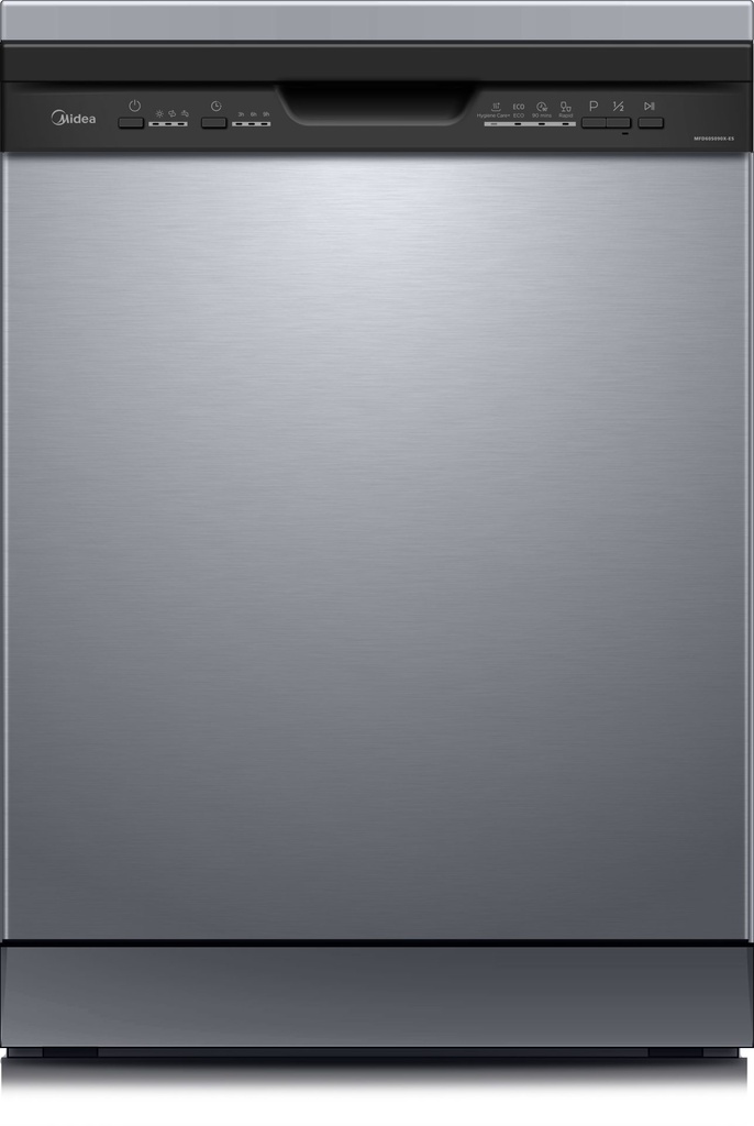 Midea MFD60S090X-ES, lavavajillas libre instalación, Hygiene Care, Filtro Antibacterias, 60cm, gris, clase E