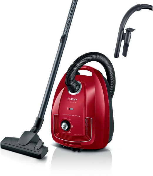 Bosch BGB38RD2, aspirador con bolsa, serie 4, PowerProtect, rojo
