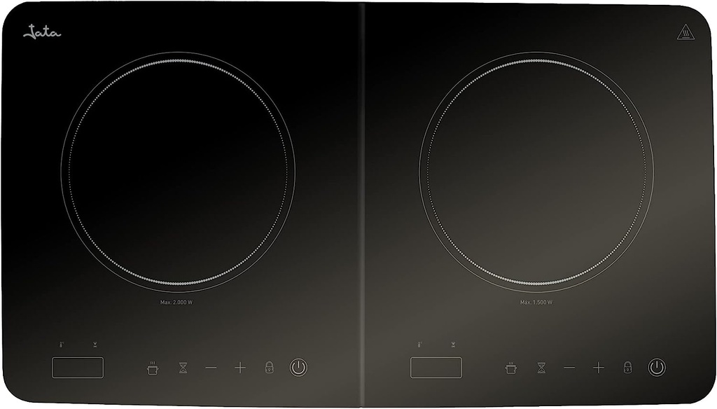 Jata JEVI1460, placa de inducción portátil, dos fuegos de 18,5cm, control táctil, 3500w, temperatura: 60-240ºC