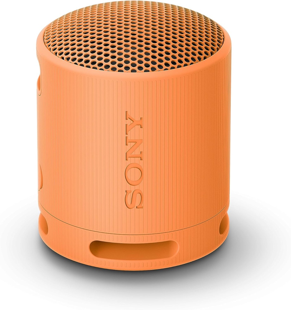 Sony SRS-XB100 Altavoz de viaje inalámbrico Bluetooth portátil, ligero, supercompacto, extraduradero, IP67, resistente al agua y al polvo, batería de 16 horas, correa versátil y llamadas manos libres, color NARANJA