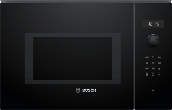 Bosch BEL554MB0, Microondas con plato giratorio, inox, cristal negro, serie 6