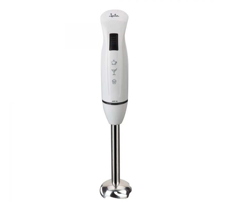 Jata BT126, batidora de mano, 400w, pie y cuchilla de acero inox, color blanco
