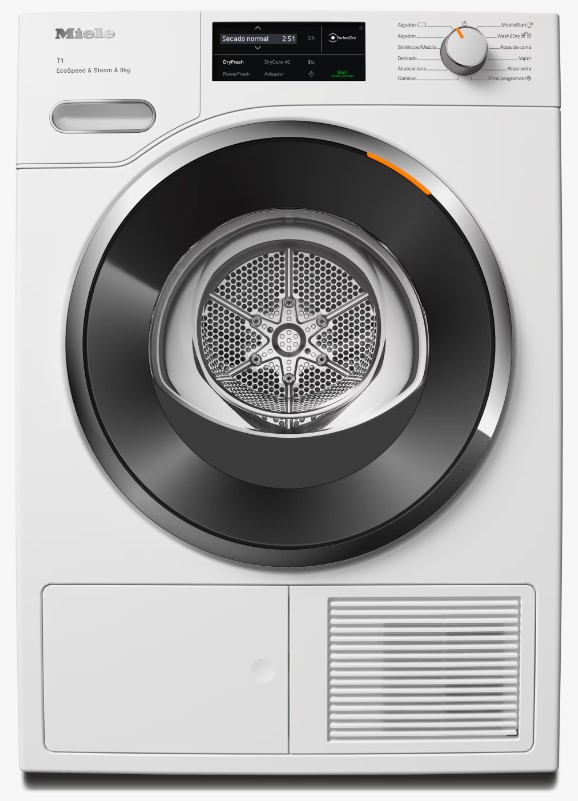 Miele TWL 780 WP, secadora de bomba de calor, SteamFinish, EcoDry, PerfectDry, 9kg, blanco loto, clase A+++