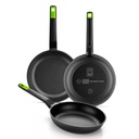 BRA Gastro, set de 3 sartenes, 20-24-28cm, aluminio fundido, para todo tipo de cocinas