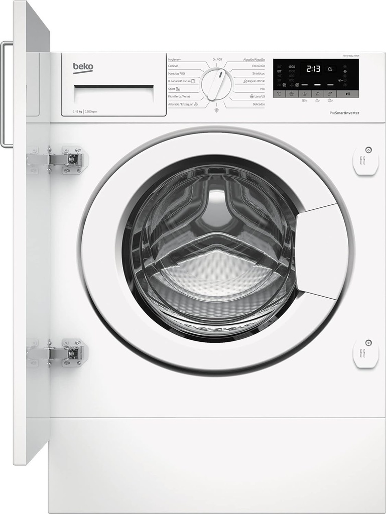 Beko WITV 8612 XW0R, lavadora integrable, 8 kg, 1200rpm, SteamTherapy™, AntiCrease®, blanco, clase C