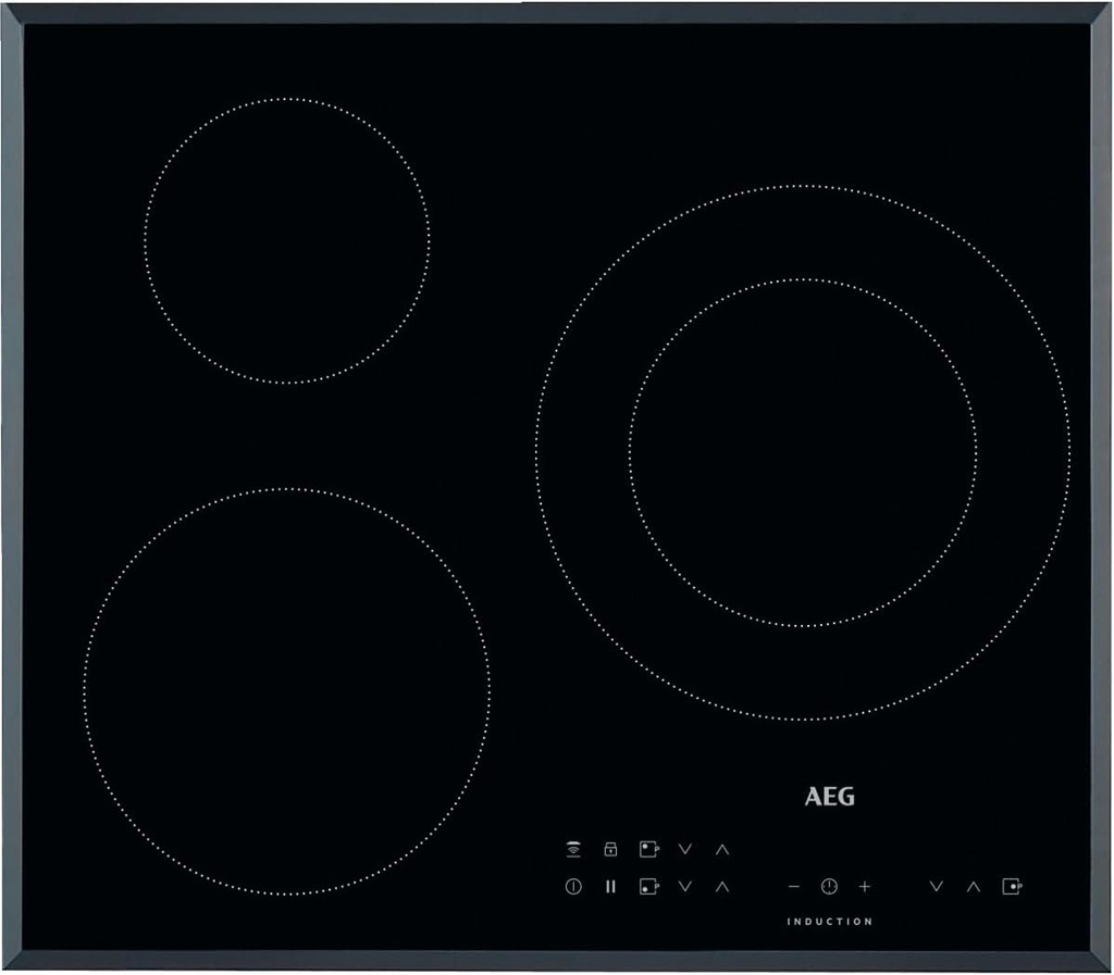 AEG IKS6330DFB, placa inducción 60 cm, extraplana 3 zonas, zona doble 28cm, biselada, función pausa, calentamiento rápido