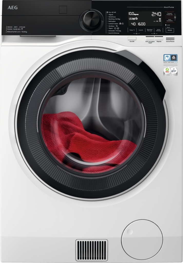 AEG LWR9816O5X, lavaseca, libre instalación, AbsoluteCare, 10/6kg, serie 9000, clase A